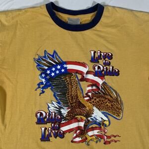 Biker Ringer T Shirt on Y2K Nike Silver Tag Blank Size Large 53-EA44